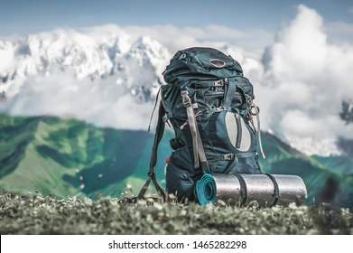 Hiking backpack in the mountains